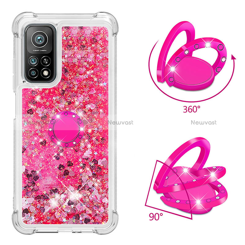 Silicone Candy Rubber TPU Bling-Bling Soft Case Cover with Finger Ring Stand S01 for Xiaomi Mi 10T Pro 5G