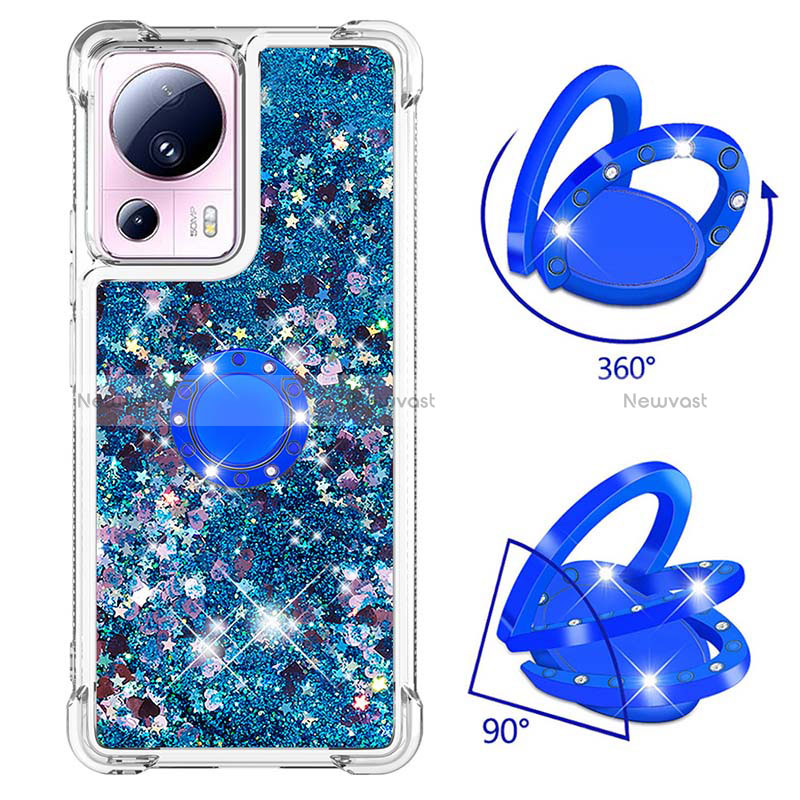 Silicone Candy Rubber TPU Bling-Bling Soft Case Cover with Finger Ring Stand S01 for Xiaomi Mi 13 Lite 5G