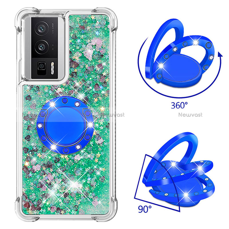 Silicone Candy Rubber TPU Bling-Bling Soft Case Cover with Finger Ring Stand S01 for Xiaomi Poco F5 Pro 5G