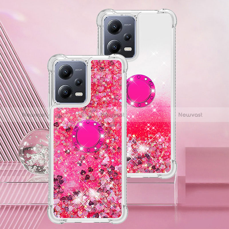 Silicone Candy Rubber TPU Bling-Bling Soft Case Cover with Finger Ring Stand S01 for Xiaomi Poco X5 5G