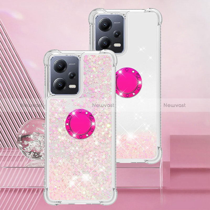 Silicone Candy Rubber TPU Bling-Bling Soft Case Cover with Finger Ring Stand S01 for Xiaomi Poco X5 5G