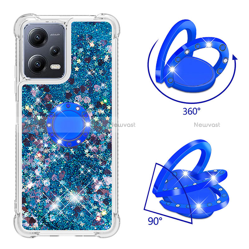 Silicone Candy Rubber TPU Bling-Bling Soft Case Cover with Finger Ring Stand S01 for Xiaomi Poco X5 5G