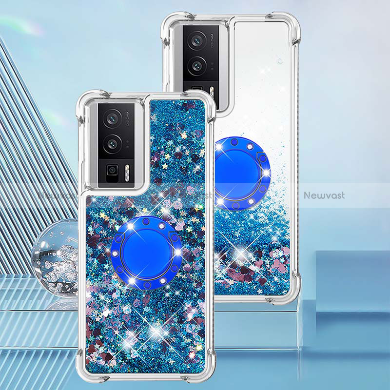 Silicone Candy Rubber TPU Bling-Bling Soft Case Cover with Finger Ring Stand S01 for Xiaomi Redmi K60 5G