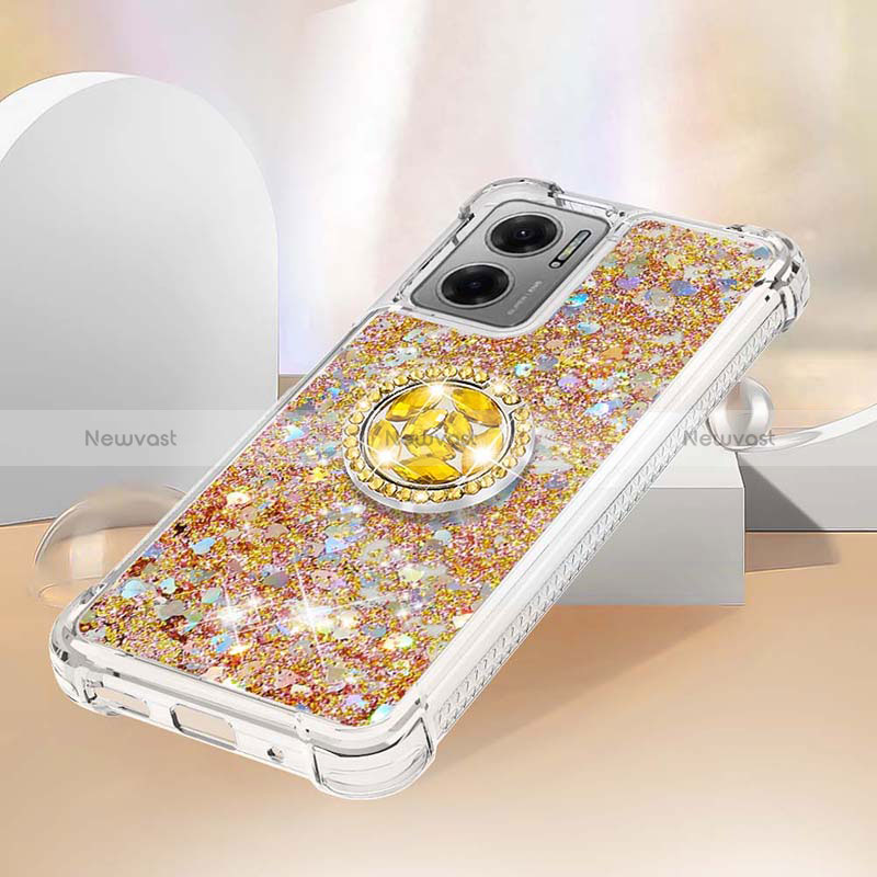 Silicone Candy Rubber TPU Bling-Bling Soft Case Cover with Finger Ring Stand S01 for Xiaomi Redmi Note 11E 5G