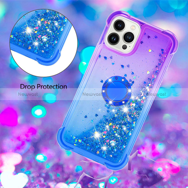 Silicone Candy Rubber TPU Bling-Bling Soft Case Cover with Finger Ring Stand S02 for Apple iPhone 15 Pro