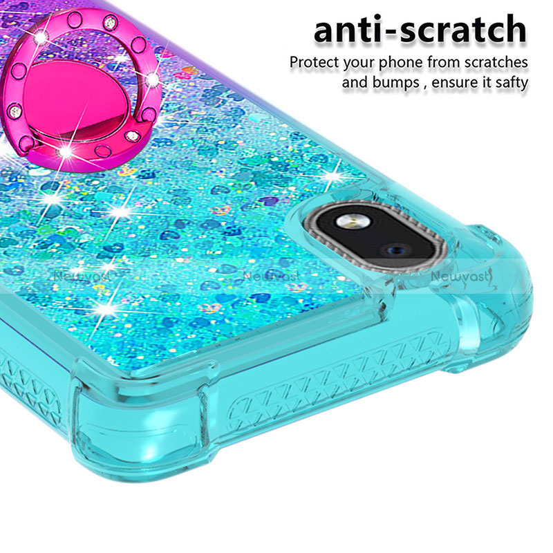 Silicone Candy Rubber TPU Bling-Bling Soft Case Cover with Finger Ring Stand S02 for Samsung Galaxy A01 Core