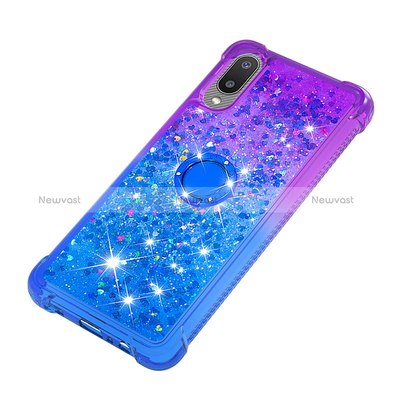 Silicone Candy Rubber TPU Bling-Bling Soft Case Cover with Finger Ring Stand S02 for Samsung Galaxy A02