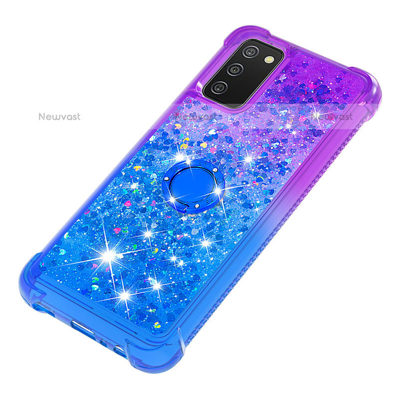 Silicone Candy Rubber TPU Bling-Bling Soft Case Cover with Finger Ring Stand S02 for Samsung Galaxy A02s