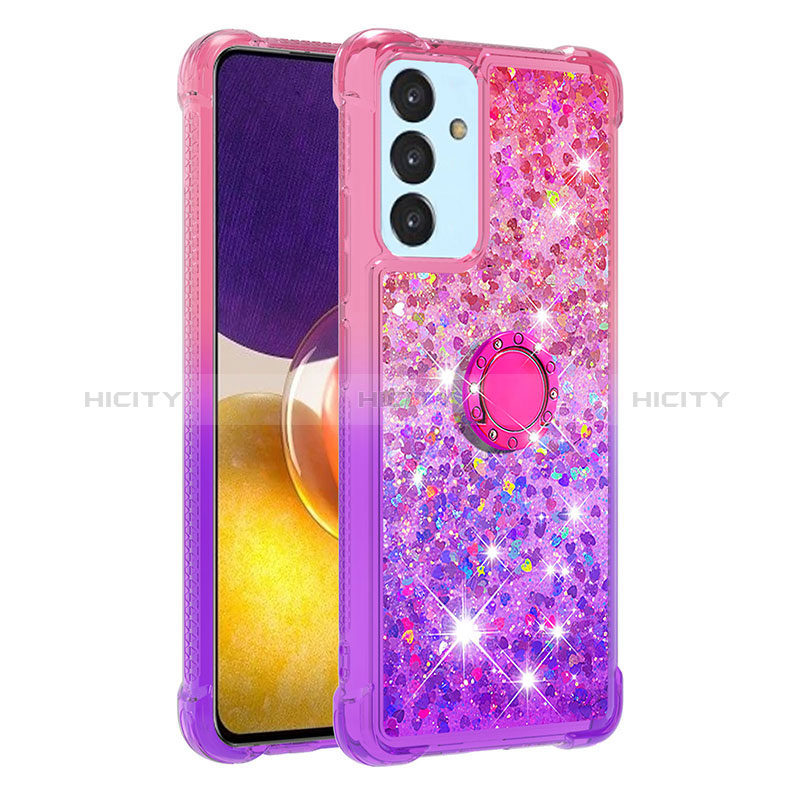 Silicone Candy Rubber TPU Bling-Bling Soft Case Cover with Finger Ring Stand S02 for Samsung Galaxy A05s