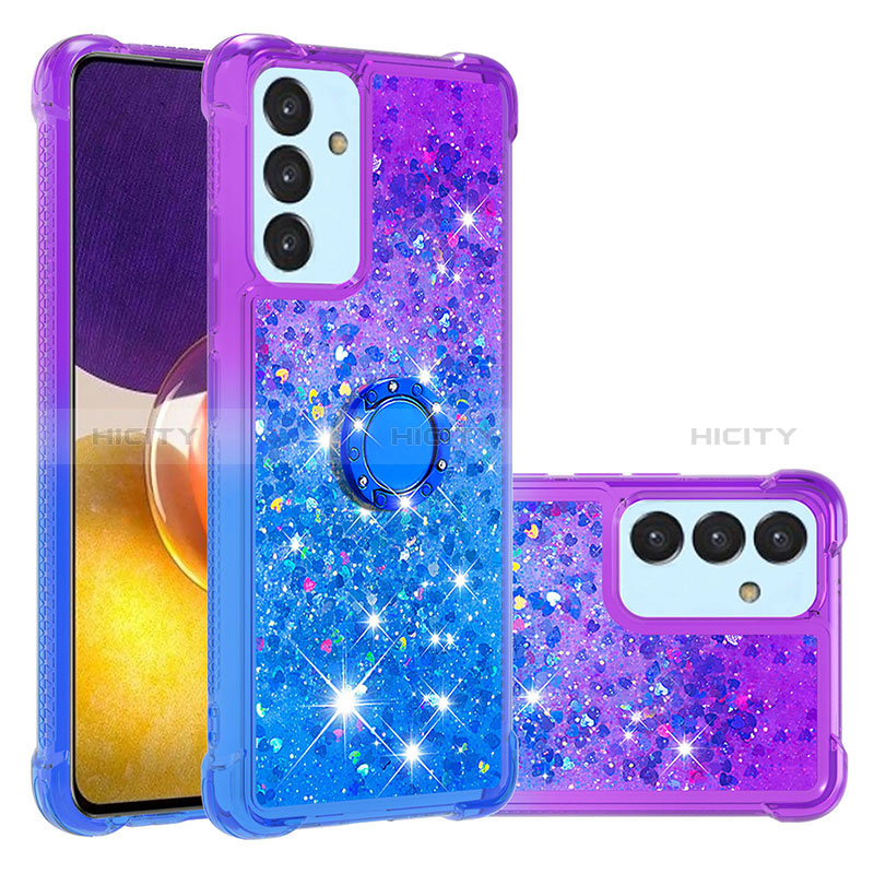 Silicone Candy Rubber TPU Bling-Bling Soft Case Cover with Finger Ring Stand S02 for Samsung Galaxy A05s Purple