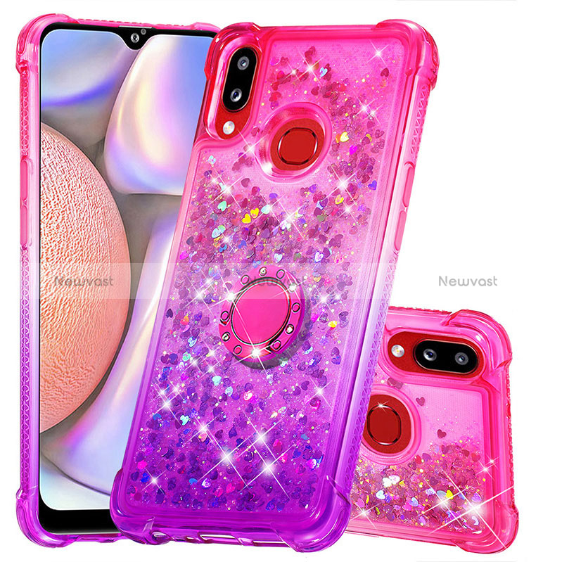 Silicone Candy Rubber TPU Bling-Bling Soft Case Cover with Finger Ring Stand S02 for Samsung Galaxy A10s