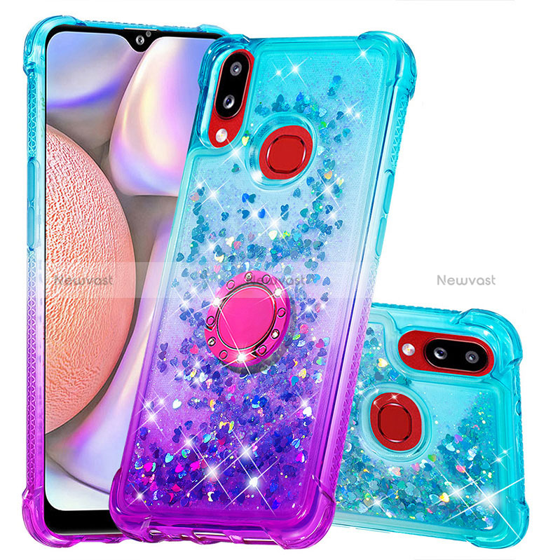 Silicone Candy Rubber TPU Bling-Bling Soft Case Cover with Finger Ring Stand S02 for Samsung Galaxy A10s