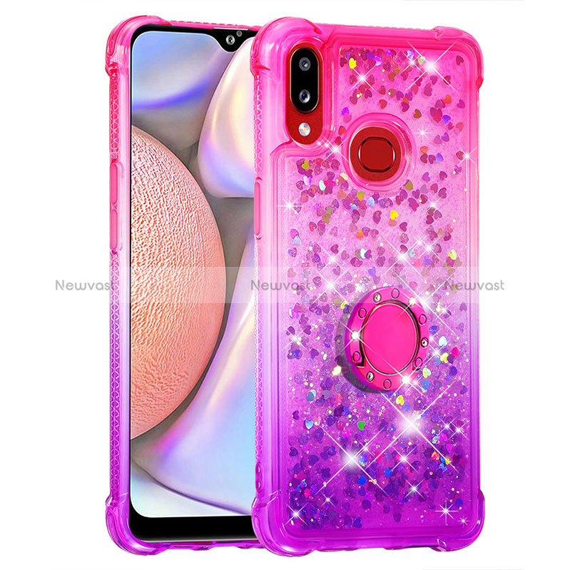 Silicone Candy Rubber TPU Bling-Bling Soft Case Cover with Finger Ring Stand S02 for Samsung Galaxy A10s