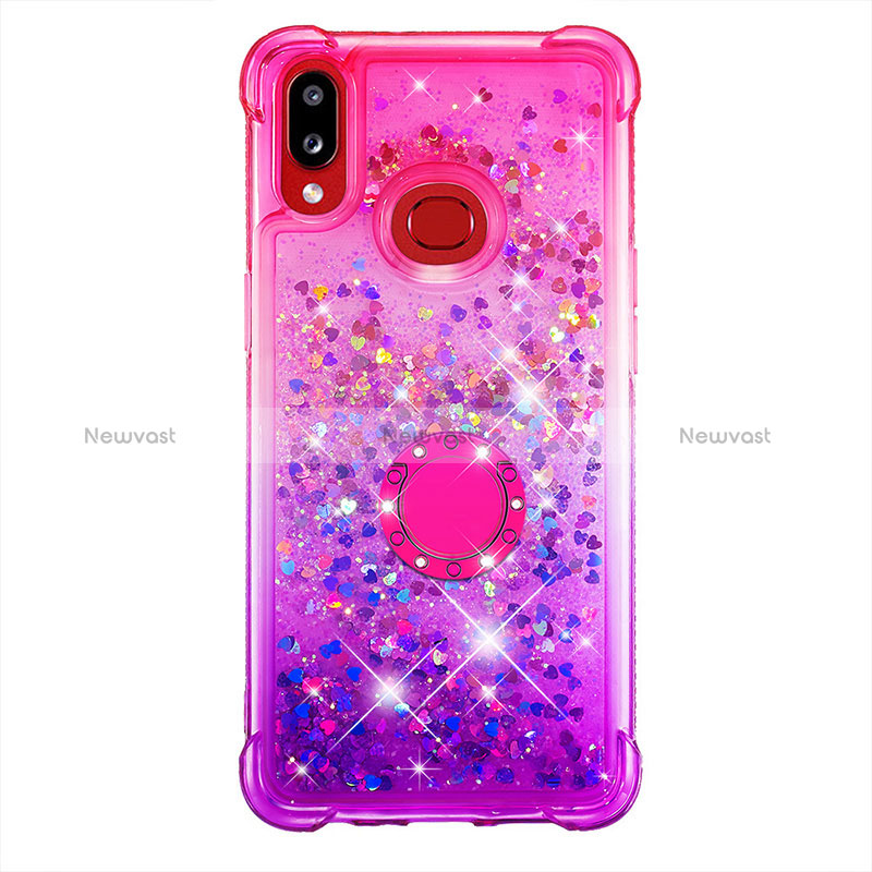 Silicone Candy Rubber TPU Bling-Bling Soft Case Cover with Finger Ring Stand S02 for Samsung Galaxy A10s