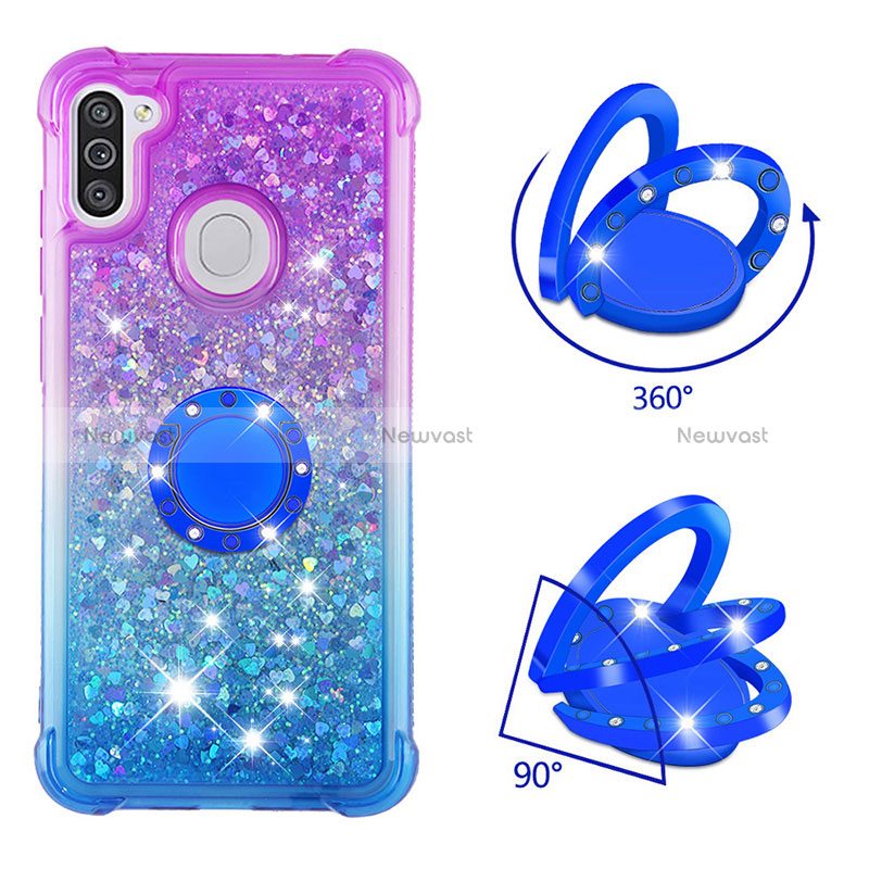 Silicone Candy Rubber TPU Bling-Bling Soft Case Cover with Finger Ring Stand S02 for Samsung Galaxy A11