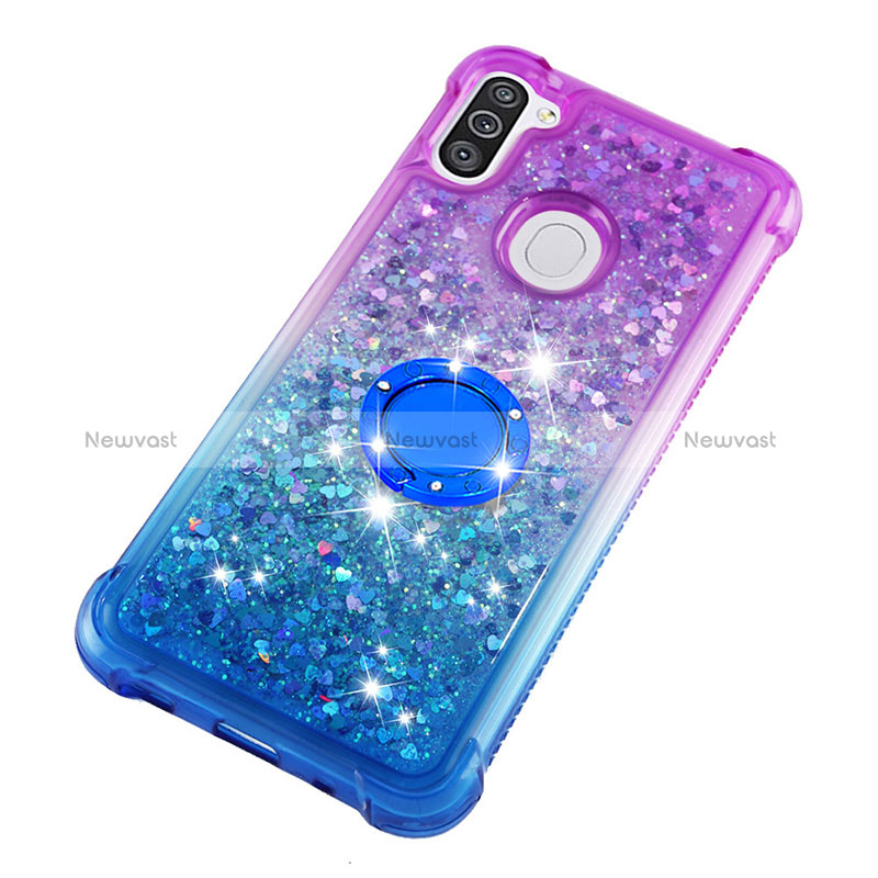 Silicone Candy Rubber TPU Bling-Bling Soft Case Cover with Finger Ring Stand S02 for Samsung Galaxy A11