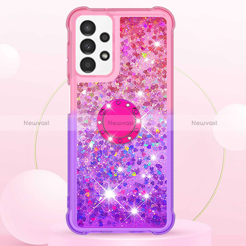 Silicone Candy Rubber TPU Bling-Bling Soft Case Cover with Finger Ring Stand S02 for Samsung Galaxy A13 4G