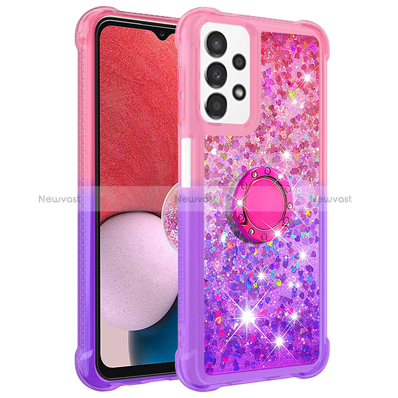 Silicone Candy Rubber TPU Bling-Bling Soft Case Cover with Finger Ring Stand S02 for Samsung Galaxy A13 4G