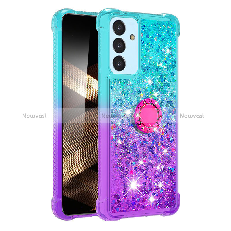 Silicone Candy Rubber TPU Bling-Bling Soft Case Cover with Finger Ring Stand S02 for Samsung Galaxy A15 LTE