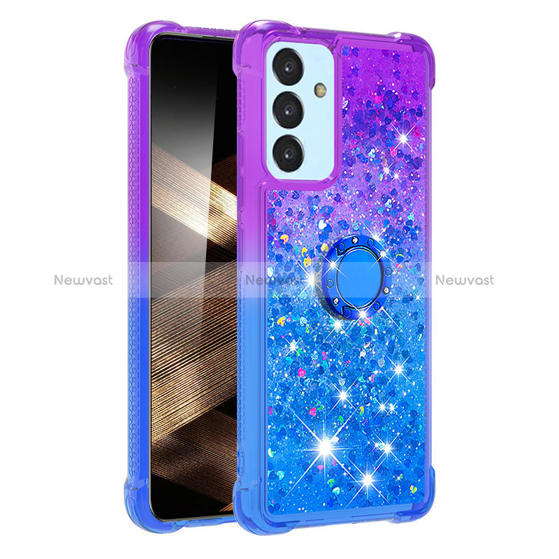 Silicone Candy Rubber TPU Bling-Bling Soft Case Cover with Finger Ring Stand S02 for Samsung Galaxy A15 LTE