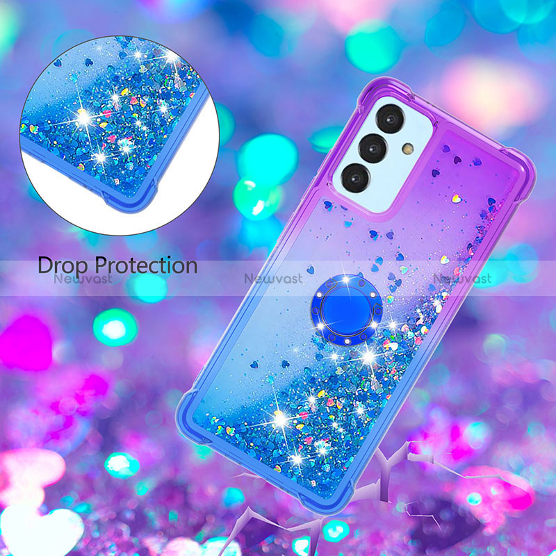 Silicone Candy Rubber TPU Bling-Bling Soft Case Cover with Finger Ring Stand S02 for Samsung Galaxy A15 LTE