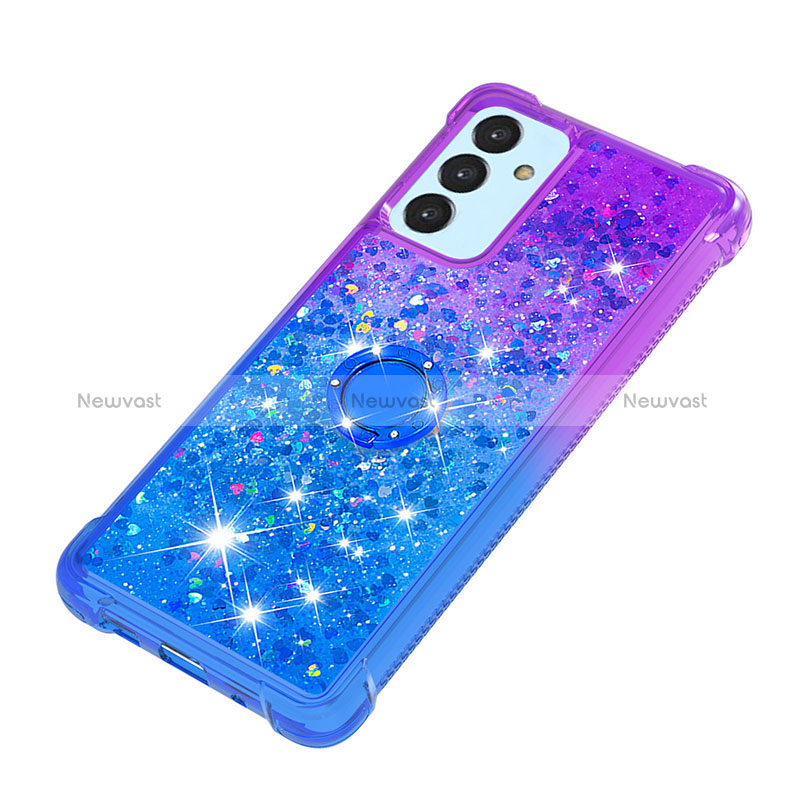 Silicone Candy Rubber TPU Bling-Bling Soft Case Cover with Finger Ring Stand S02 for Samsung Galaxy A15 LTE