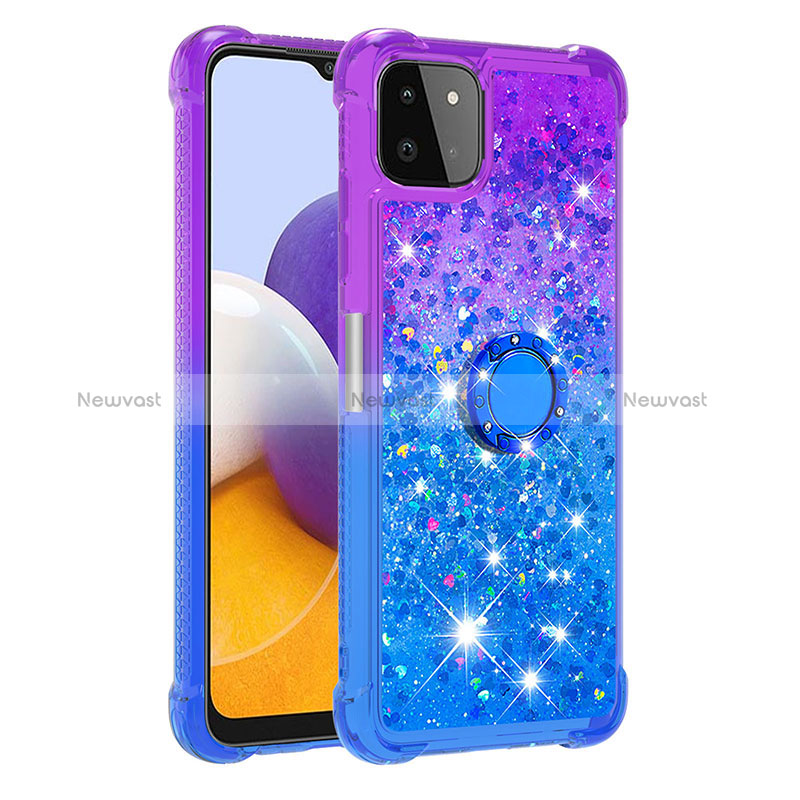 Silicone Candy Rubber TPU Bling-Bling Soft Case Cover with Finger Ring Stand S02 for Samsung Galaxy A22 5G