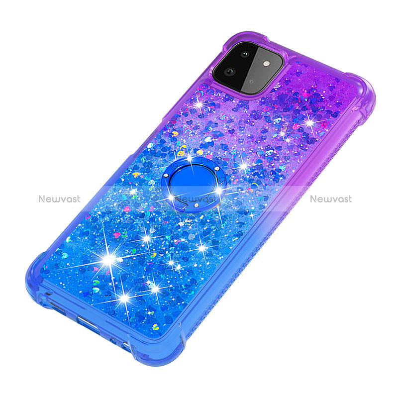 Silicone Candy Rubber TPU Bling-Bling Soft Case Cover with Finger Ring Stand S02 for Samsung Galaxy A22s 5G