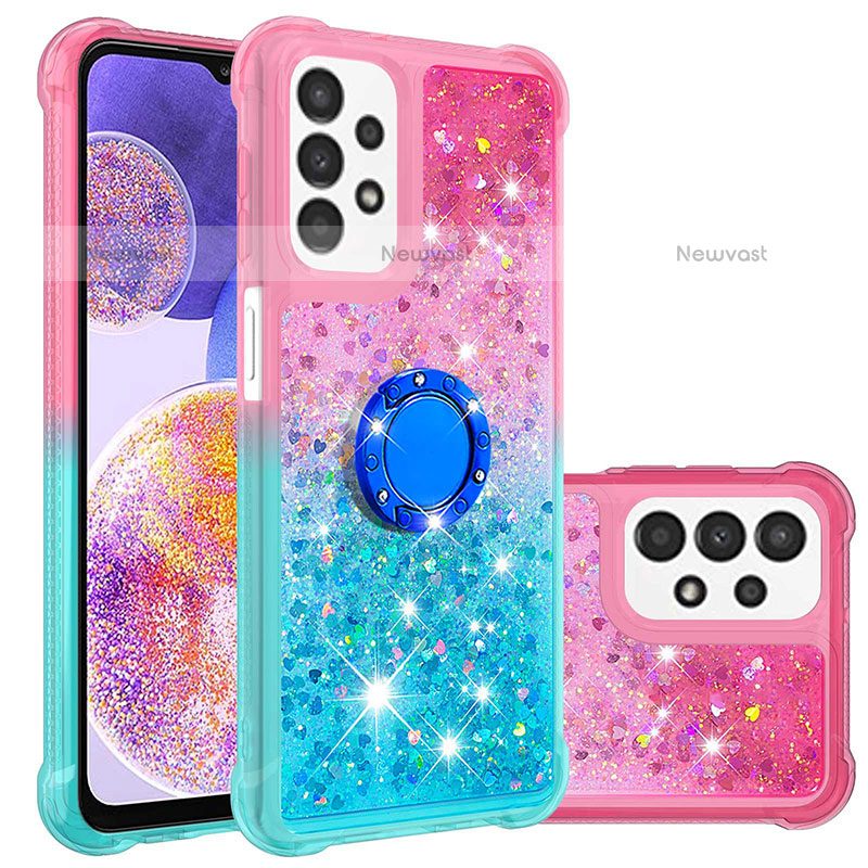 Silicone Candy Rubber TPU Bling-Bling Soft Case Cover with Finger Ring Stand S02 for Samsung Galaxy A23 5G