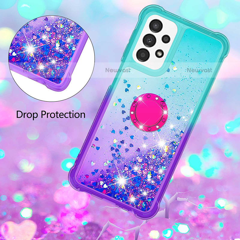 Silicone Candy Rubber TPU Bling-Bling Soft Case Cover with Finger Ring Stand S02 for Samsung Galaxy A23 5G