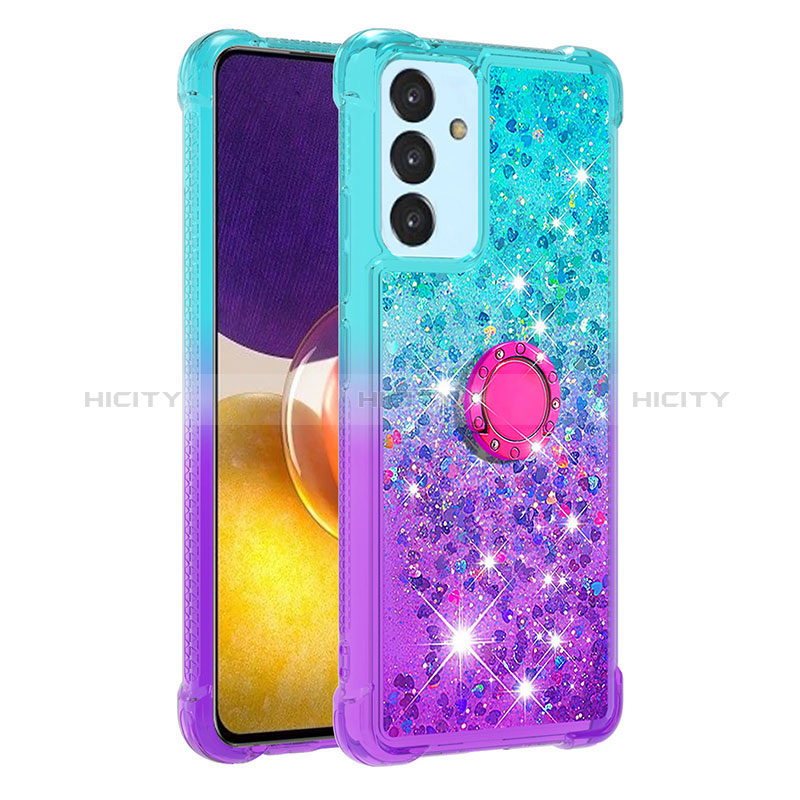 Silicone Candy Rubber TPU Bling-Bling Soft Case Cover with Finger Ring Stand S02 for Samsung Galaxy A24 4G