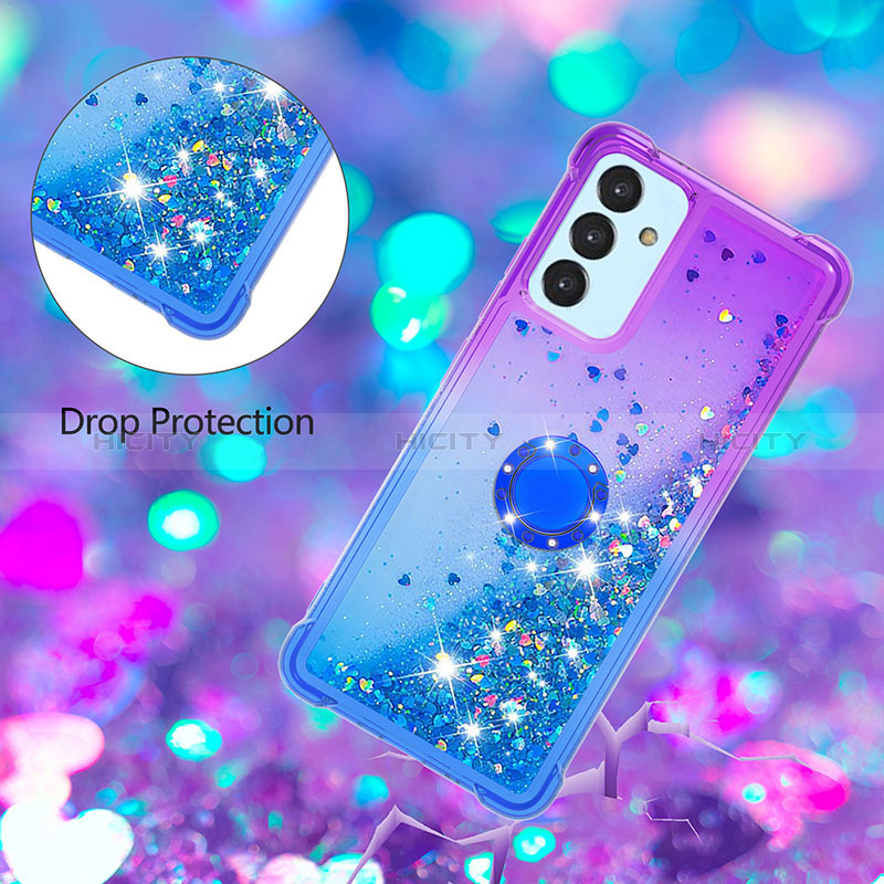 Silicone Candy Rubber TPU Bling-Bling Soft Case Cover with Finger Ring Stand S02 for Samsung Galaxy A24 4G