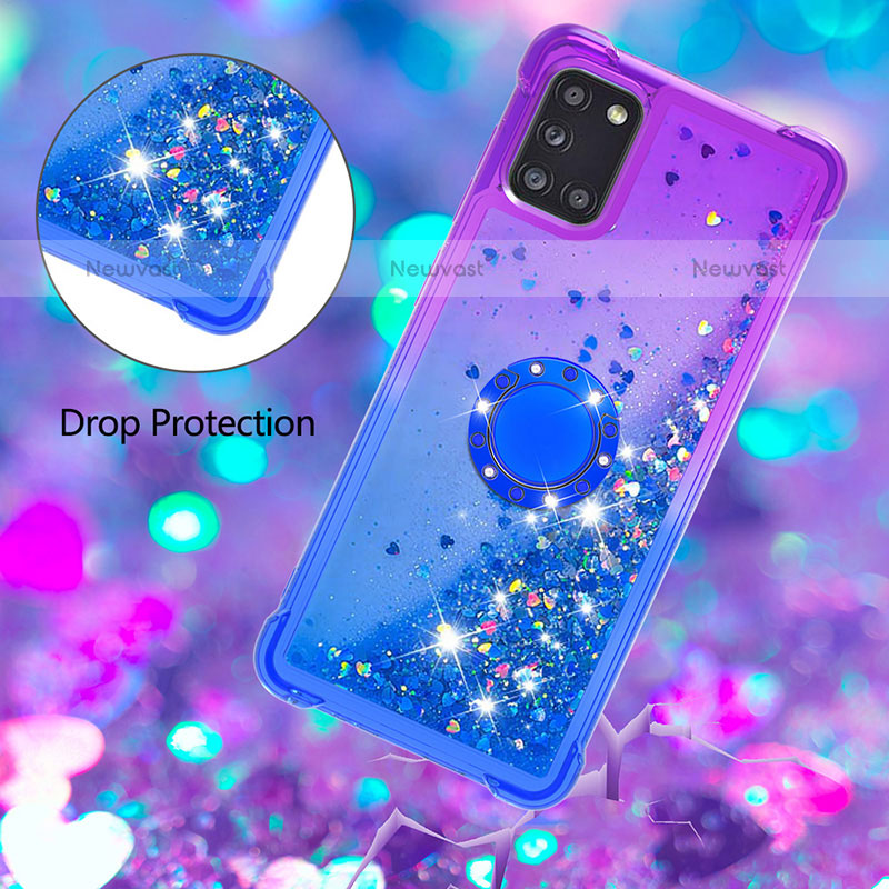 Silicone Candy Rubber TPU Bling-Bling Soft Case Cover with Finger Ring Stand S02 for Samsung Galaxy A31