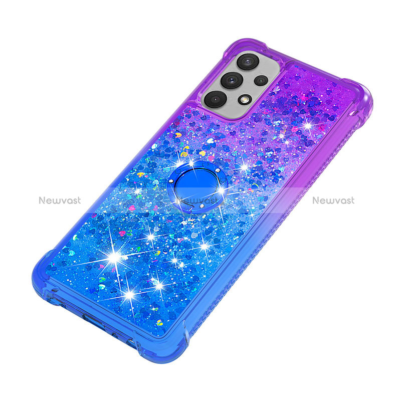 Silicone Candy Rubber TPU Bling-Bling Soft Case Cover with Finger Ring Stand S02 for Samsung Galaxy A32 4G