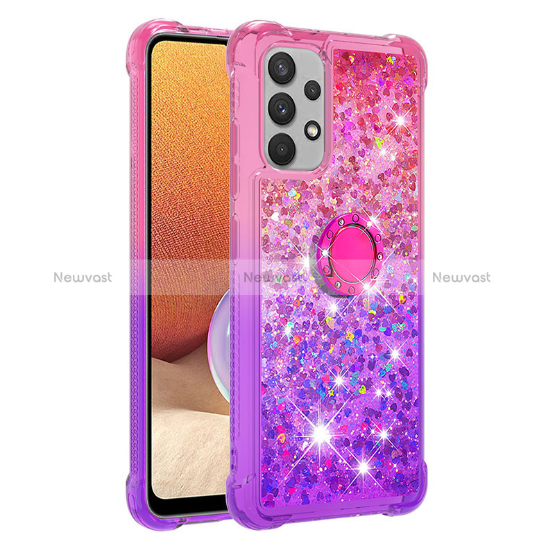Silicone Candy Rubber TPU Bling-Bling Soft Case Cover with Finger Ring Stand S02 for Samsung Galaxy A32 5G