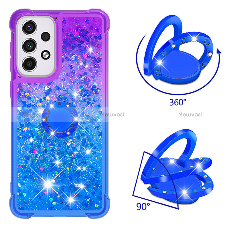 Silicone Candy Rubber TPU Bling-Bling Soft Case Cover with Finger Ring Stand S02 for Samsung Galaxy A33 5G