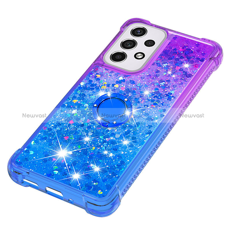 Silicone Candy Rubber TPU Bling-Bling Soft Case Cover with Finger Ring Stand S02 for Samsung Galaxy A33 5G