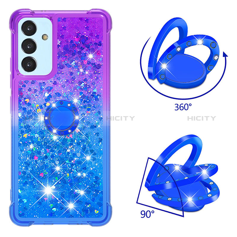 Silicone Candy Rubber TPU Bling-Bling Soft Case Cover with Finger Ring Stand S02 for Samsung Galaxy A34 5G