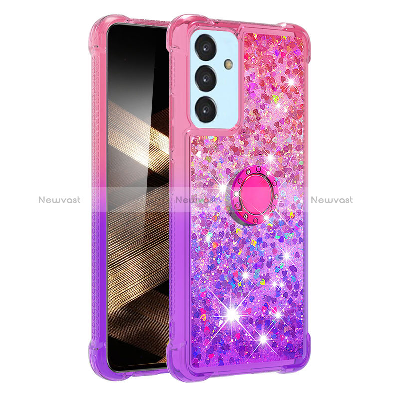 Silicone Candy Rubber TPU Bling-Bling Soft Case Cover with Finger Ring Stand S02 for Samsung Galaxy A35 5G