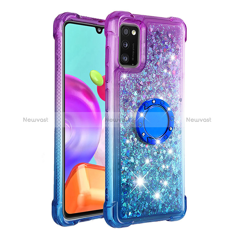 Silicone Candy Rubber TPU Bling-Bling Soft Case Cover with Finger Ring Stand S02 for Samsung Galaxy A41