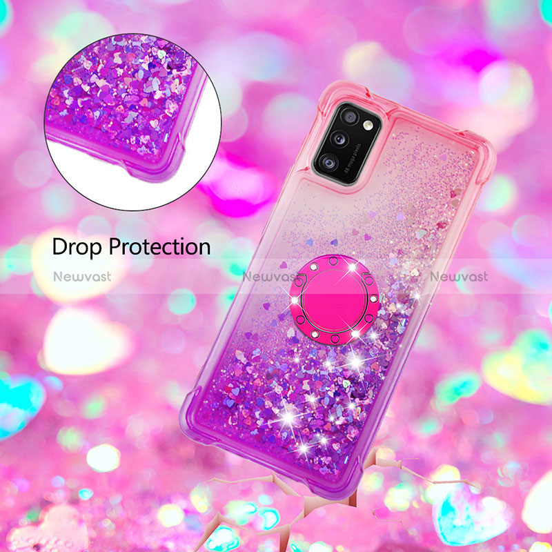 Silicone Candy Rubber TPU Bling-Bling Soft Case Cover with Finger Ring Stand S02 for Samsung Galaxy A41