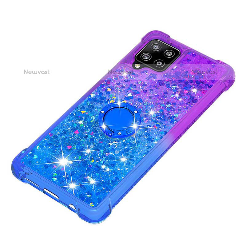 Silicone Candy Rubber TPU Bling-Bling Soft Case Cover with Finger Ring Stand S02 for Samsung Galaxy A42 5G