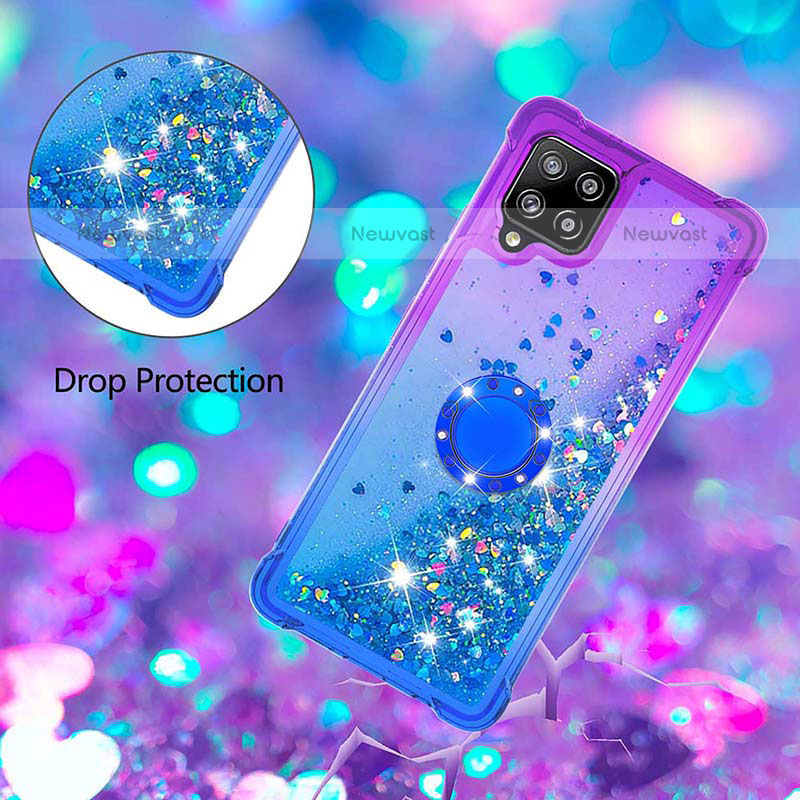 Silicone Candy Rubber TPU Bling-Bling Soft Case Cover with Finger Ring Stand S02 for Samsung Galaxy A42 5G