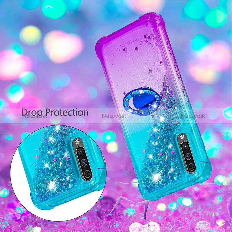 Silicone Candy Rubber TPU Bling-Bling Soft Case Cover with Finger Ring Stand S02 for Samsung Galaxy A50S