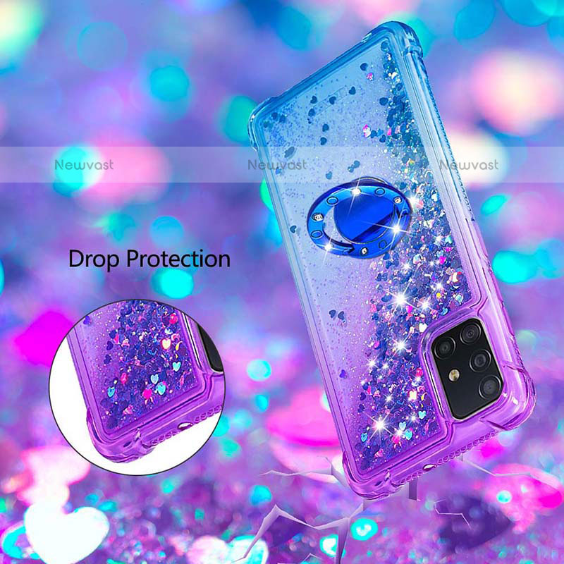 Silicone Candy Rubber TPU Bling-Bling Soft Case Cover with Finger Ring Stand S02 for Samsung Galaxy A51 4G