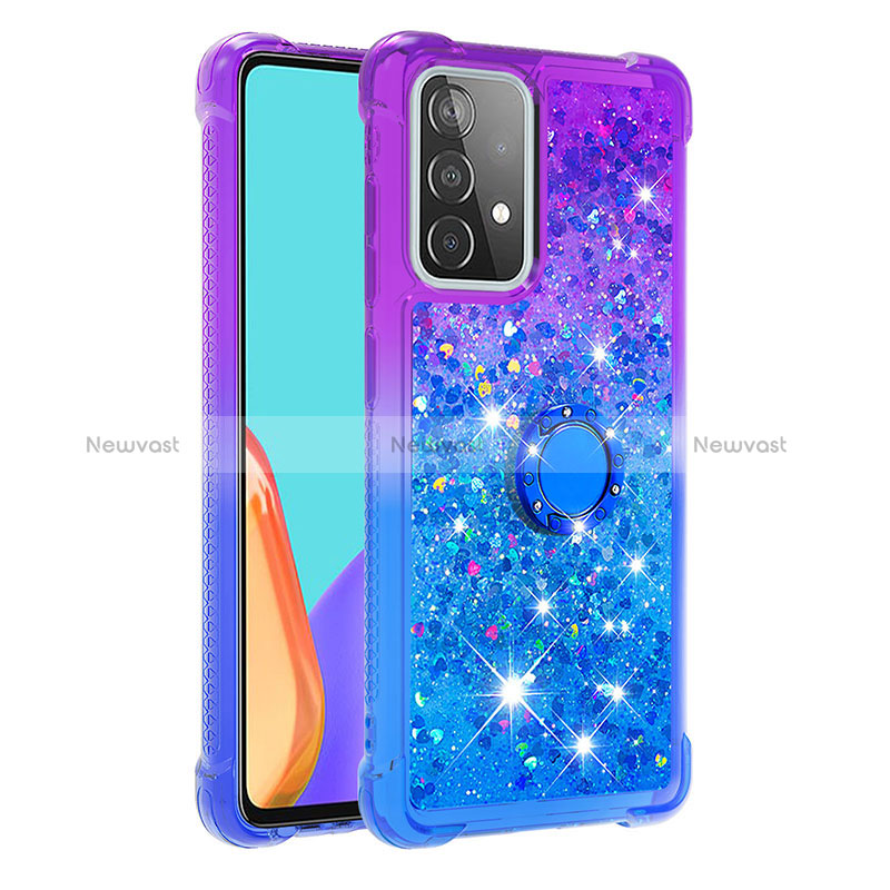 Silicone Candy Rubber TPU Bling-Bling Soft Case Cover with Finger Ring Stand S02 for Samsung Galaxy A52s 5G