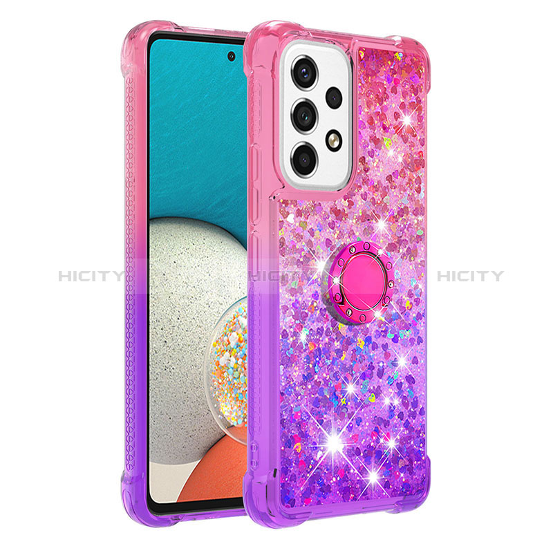 Silicone Candy Rubber TPU Bling-Bling Soft Case Cover with Finger Ring Stand S02 for Samsung Galaxy A53 5G