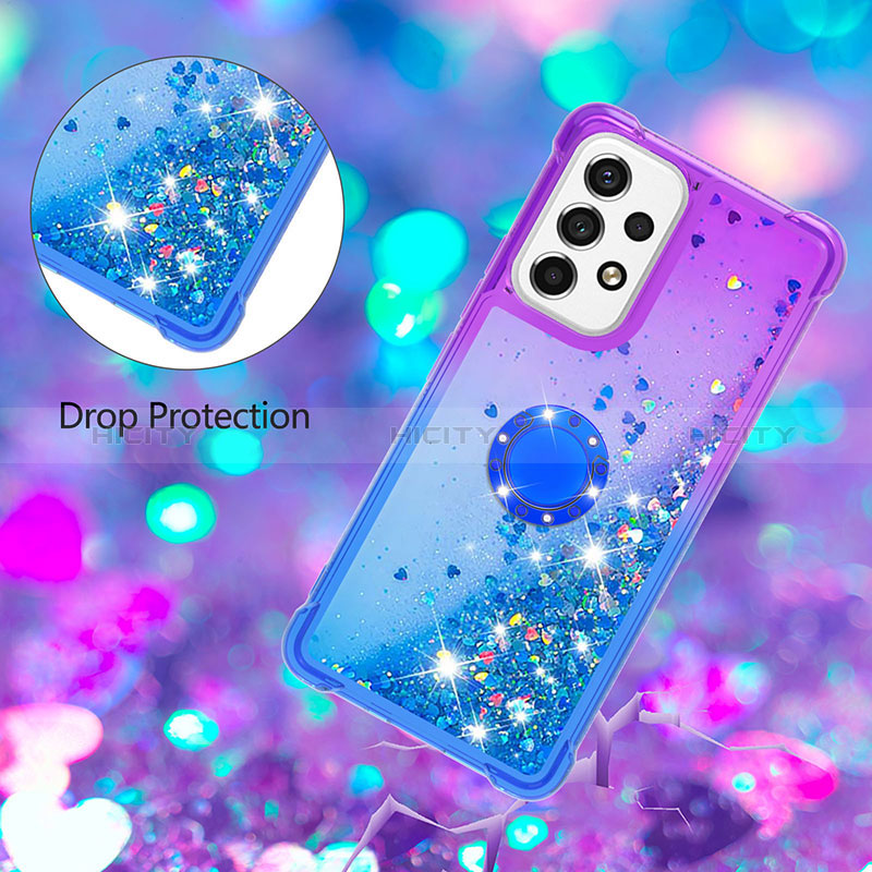 Silicone Candy Rubber TPU Bling-Bling Soft Case Cover with Finger Ring Stand S02 for Samsung Galaxy A53 5G