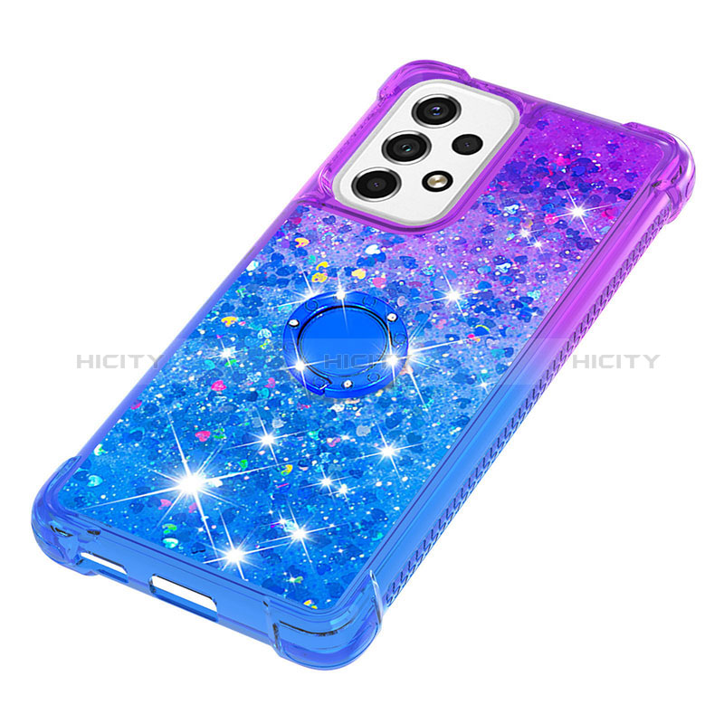 Silicone Candy Rubber TPU Bling-Bling Soft Case Cover with Finger Ring Stand S02 for Samsung Galaxy A53 5G