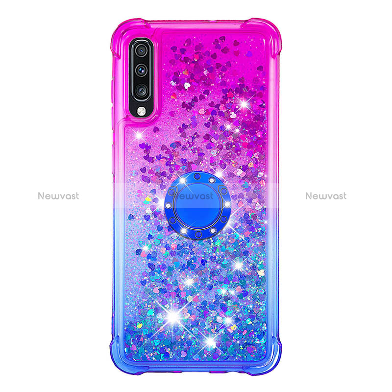 Silicone Candy Rubber TPU Bling-Bling Soft Case Cover with Finger Ring Stand S02 for Samsung Galaxy A70S